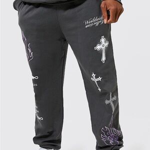 boohoo MAN oversized graphic sweatpants